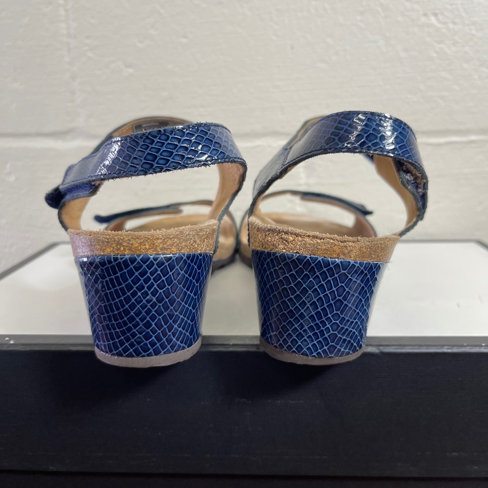 Vionic Navy Blue Croc-Embossed Wedge Sandals - Picture 6 of 10